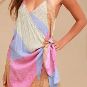 O'Neill Beige Multi Print Wrap Dress